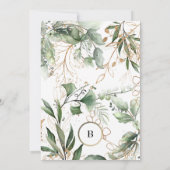 Invitation Monogramme d'or Botanique Eucalyptus Verdure Moss (Dos)