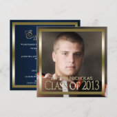 Invitation Monogramme d'or de la Marine - Page complète (Devant / Derrière)