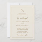 Invitation Monogramme d'or ivoire simple Mariage élégant (Devant)