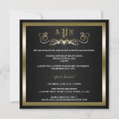 Invitation Monogramme d'or noir - page complète - Diplôme pho (Dos)