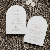 Invitation Monogramme d'or romantique Mariage d'arche double 
