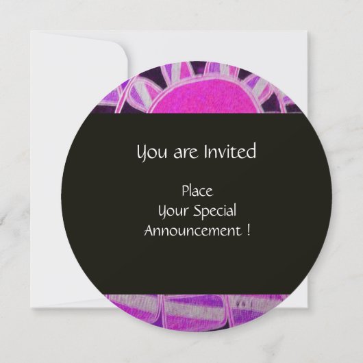Invitation MONOGRAMME D'OR SOLAIRE, noir fuchsia rose vif (Dos)