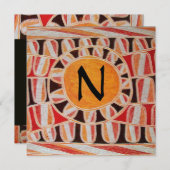 Invitation MONOGRAMME D'OR SOLAIRE, orange vif (Devant / Derrière)