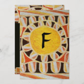 Invitation MONOGRAMME D'OR SOLAIRE, orange vif (Devant / Derrière)