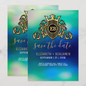 Invitation Monogramme doré élégant minimaliste (Devant / Derrière)