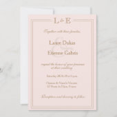 Invitation Monogramme doré gris clair et mariage moderne (Devant)