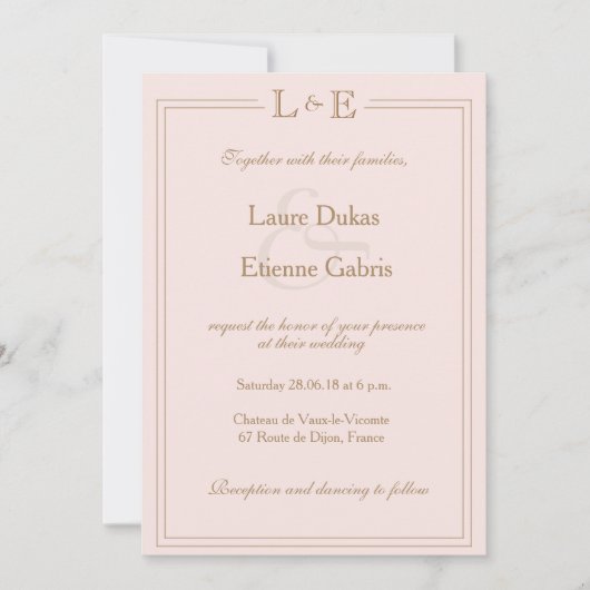 Invitation Monogramme doré gris clair et mariage moderne (Devant)