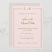 Invitation Monogramme doré gris clair et mariage moderne (Devant / Derrière)
