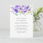 Invitation monogramme double aquarelle jardin violet (Debout devant)