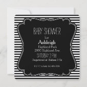 Invitation Monogramme du baby shower Black Stripes (Devant)