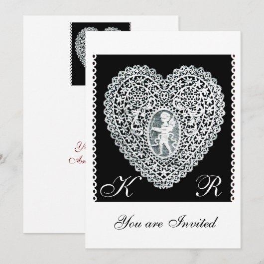 INVITATION MONOGRAMME DU COEUR DE LA LAME CUPÏDE (Devant / Derrière)