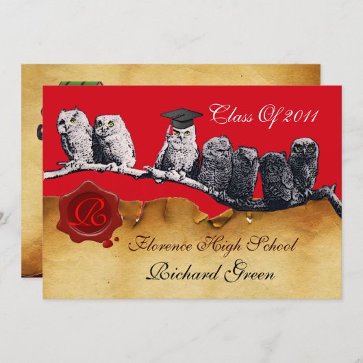 INVITATION MONOGRAMME DU GRADUM DE LA CIRE DE PARCHEMENT ENSE (Devant / Derrière)