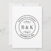 Invitation Monogramme du nom du couple de mariés floral botan (Dos)