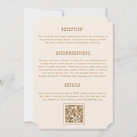 Invitation Monogramme du pays du Ranch occidental en un seul (Dos)