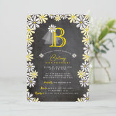 Invitation Monogramme du voile de mariée sur tableau noir pou (Debout devant)