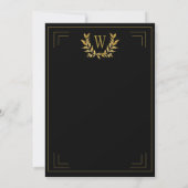 Invitation Monogramme Elegant Black Gold Leaf Mariage (Dos)