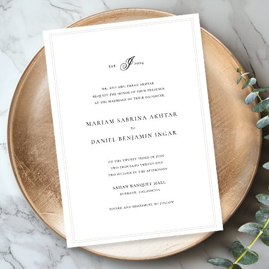 Invitation Monogramme Élégant et Simple de Calligraphie Maria