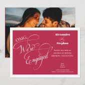 Invitation Monogramme élégant manuscrit Viva Magenta Photo (Devant / Derrière)