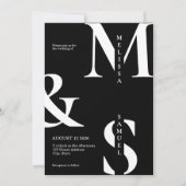 Invitation Monogramme élégant moderne Mariage noir et blanc (Devant)