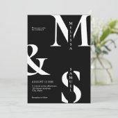 Invitation Monogramme élégant moderne Mariage noir et blanc (Debout devant)