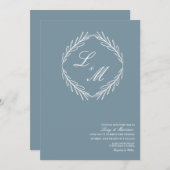 Invitation Monogramme élégant Script Branche Mariage Logo Inv (Devant / Derrière)