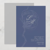 Invitation Monogramme Élégant Script Mariage Fleur de coton (Devant / Derrière)