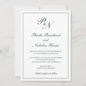 Invitation Monogramme Élégante Forêt Vert Tout en un Mariage (Devant)
