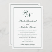Invitation Monogramme Élégante Forêt Vert Tout en un Mariage (Devant / Derrière)