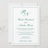 Invitation Monogramme Emerald Green Formal Mariage élégant (Devant)