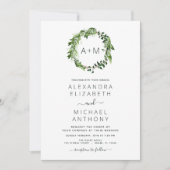 Invitation Monogramme Emerald Green Green Mariage (Devant)