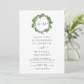Invitation Monogramme Emerald Green Green Mariage (Debout devant)