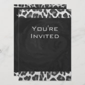 Invitation Monogramme Empreinte de léopard noir et blanc (Devant / Derrière)