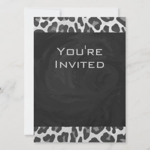 Invitation Monogramme Empreinte de léopard noir et blanc