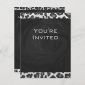 Invitation Monogramme Empreinte de léopard noir et blanc (Devant / Derrière)