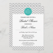 Invitation Monogramme en bon état gris moderne de Chevron - (Devant / Derrière)
