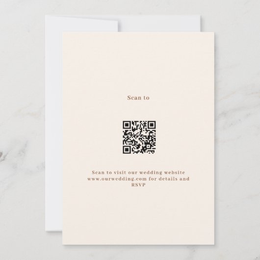 Invitation Monogramme en crête beige QR code RSVP mariage (Dos)