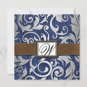 Invitation Monogramme en cuir Denim Occasions de mariage