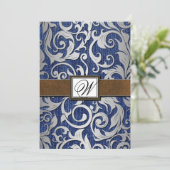 Invitation Monogramme en cuir Denim Occasions de mariage (Debout devant)