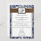 Invitation Monogramme en cuir Denim Occasions de mariage (Dos)