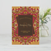 Invitation Monogramme en dentelle satinée rouge de l'est pour (Debout devant)