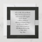 Invitation Monogramme en Faux Cuir Noir Fleur De L (Dos)