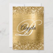 Invitation Monogramme en feuille dorée pailletée pour 30 ans (Dos)