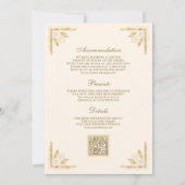 Invitation Monogramme en or Crest QR Code Cream Mariage (Dos)