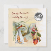 INVITATION MONOGRAMME EN PIERRE BLANCHE DU BABY SHOWER NEUTRE (Devant)