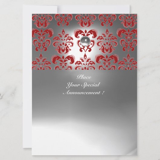 INVITATION MONOGRAMME EN PIERRE DE GEM DE DAMASK ROUGE ET BLA (Dos)