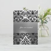 INVITATION MONOGRAMME EN PIERRE DE GEM NOIR ET BLANC (Debout devant)