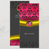 INVITATION MONOGRAMME EN PIERRE GEMME DAMASK (Devant / Derrière)