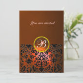 Invitation MONOGRAMME EN PIERRE GEMME DAMASK agate orange, ja (Debout devant)