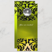 INVITATION MONOGRAMME EN PIERRE GEMME EN DAMAS NOIR ET JAUNE (Devant / Derrière)