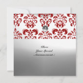 INVITATION MONOGRAMME EN PIERRE GEMME EN DAMAS ROUGE ET BLANC (Dos)
